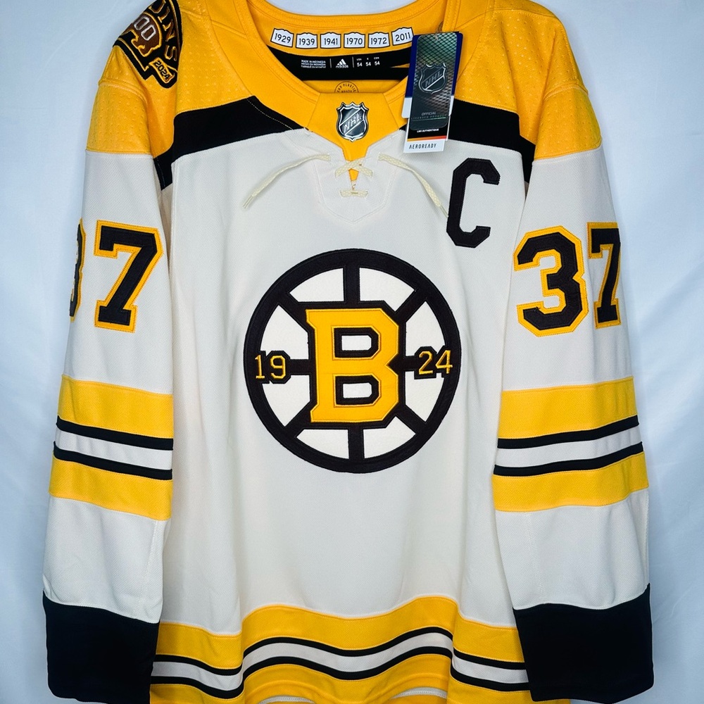 Boston Bruins Adidas Centennial Alternate Jersey #37 Bergeron (54) NWT!